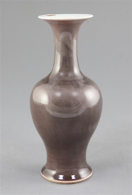 A Chinese mushroom glazed baluster vase, 18th century, height 20.5cm